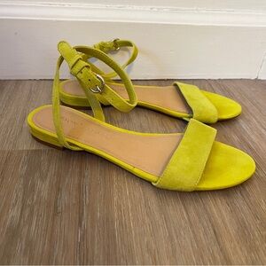Gibson Latimer Chartreuse Suede Ankle Strap Flat Sandals Size 8